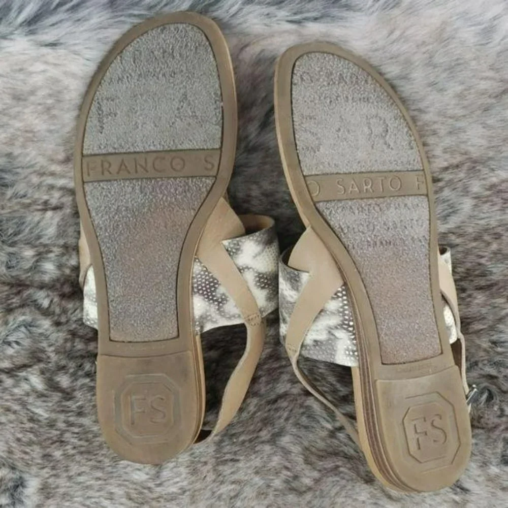 FRANCO SARTO SNAKESKIN size 7‎ ankle strap Sandals